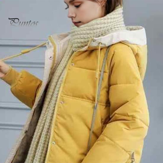 Dámský bavlněný kabát s vycpávkou, kapucí, šňůrkou na stažení, dlouhý rukáv, jednobarevný kabátek kabátek s velkými kapsami, volný střih na zip, prošívané oblečení