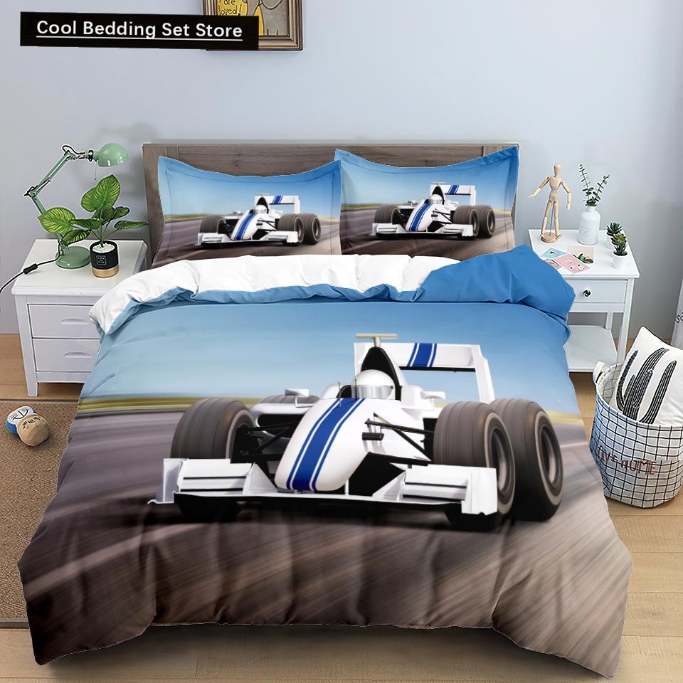 3D Car King Queen Duvet Cover Vintage Lightweight Train Bedding Set for Teens Adult Racing Supercar 2/3pcs Polyester Quilt Cover