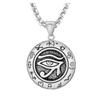 Punk Retro Round Pendant Men's Titanium Steel Chain Necklace Eye of God Accessory