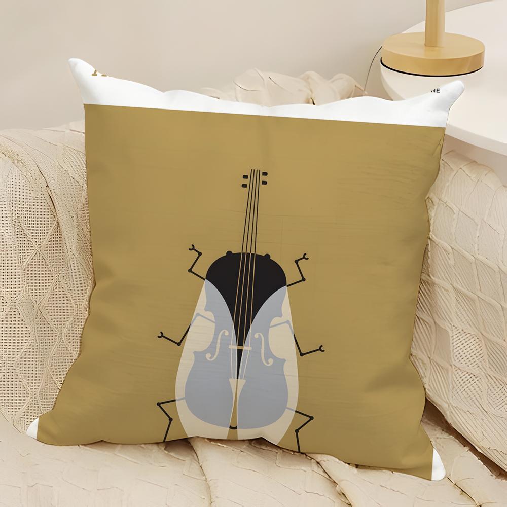 Fashing Quirky Musical Note Patterns Pillow Case Natural Linen Double-Sided Printing Sofa Home Decor Cushion Cover