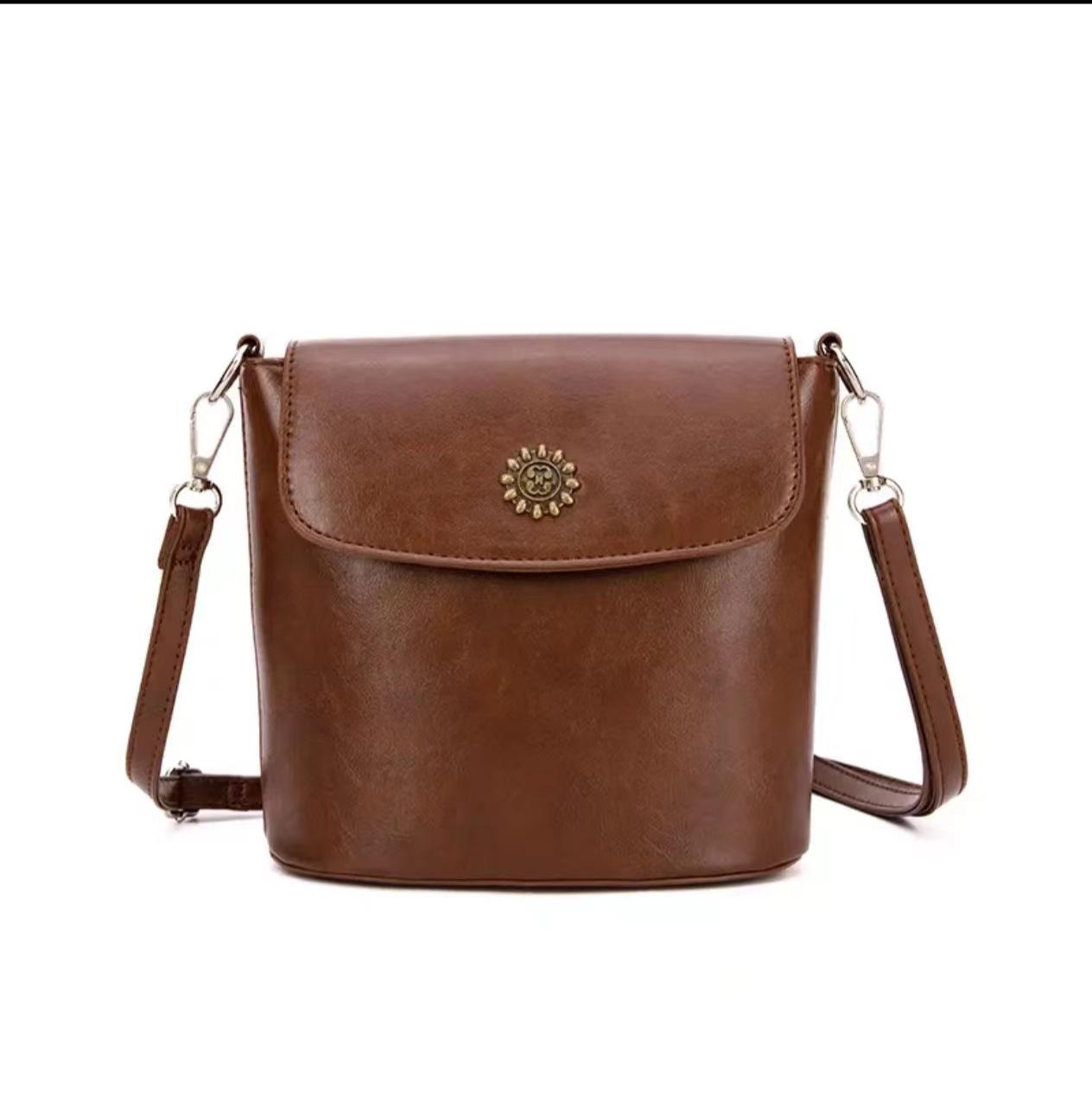 

Винтажная сумка через плечо с пряжкой в виде подсолнуха – Женская повседневная текстурированная сумка кроссбоди 18cm x 10cm x 20cm кофейный