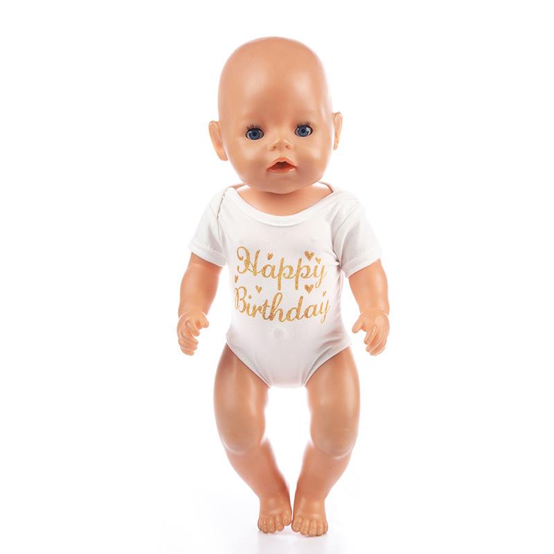 Set of 3 Birthday Doll Pink Clothing Accessories Including Skirt Romper Headband for 43cm / 17Inch Newborn Baby Doll (No Doll)