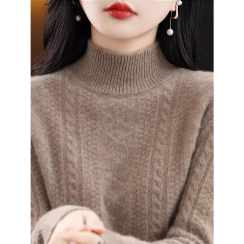 Women's Solid Mock Neck Long Sleeve Sweater for Fall & Winter