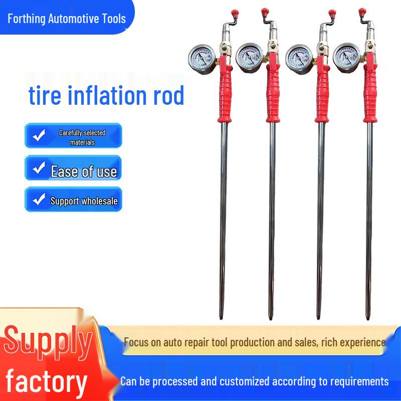 

Tire Quick-Inflation Rod for Large Vehicles with Rocker Core and Oil-Immersed Gauge