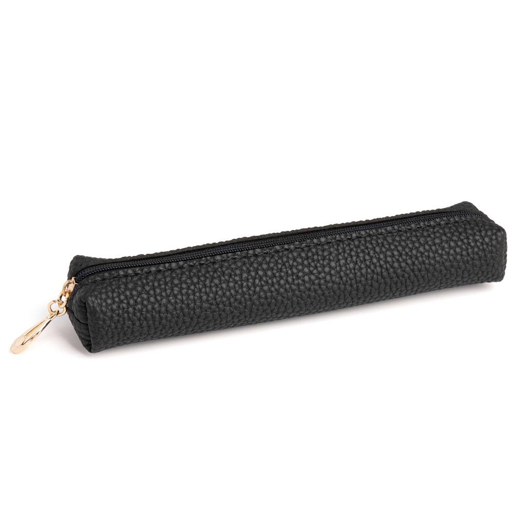 Slim Pencil Case Waterproof Lychee Grain Pu Leather Cosmetic Pouch Portable Makeup Bag For Lipstick Makeup Brushes Pen Bag