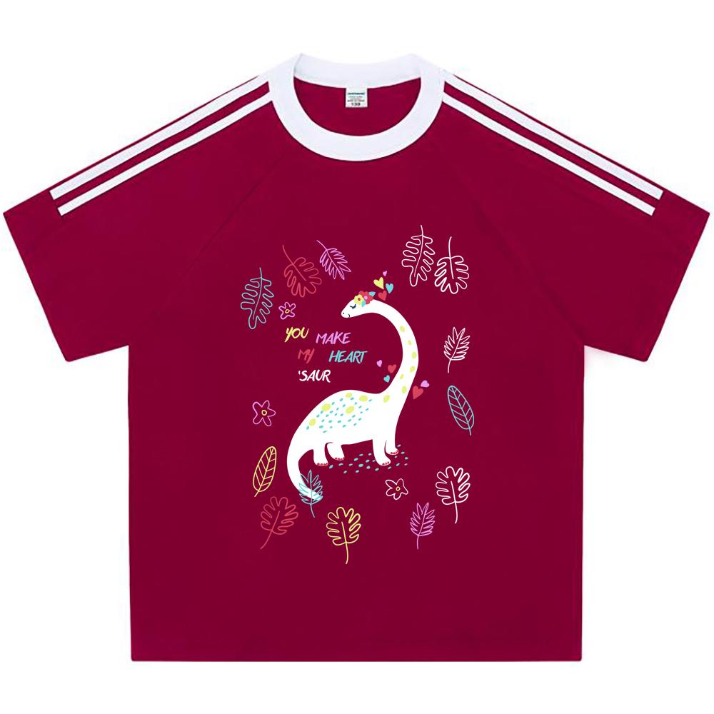 

Kids 100% Cotton T-shirts Boys And Girls 200 GSM Cotton Tees cute dinosaur Cartoon Print Child Tshirts 120 синій