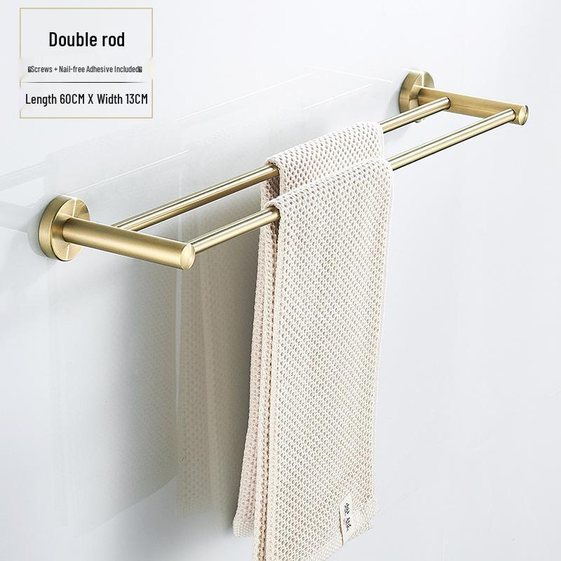Minimalist Brushed Gold Towel Rack - 304 Stainless Steel Bathroom Hardware Hanger