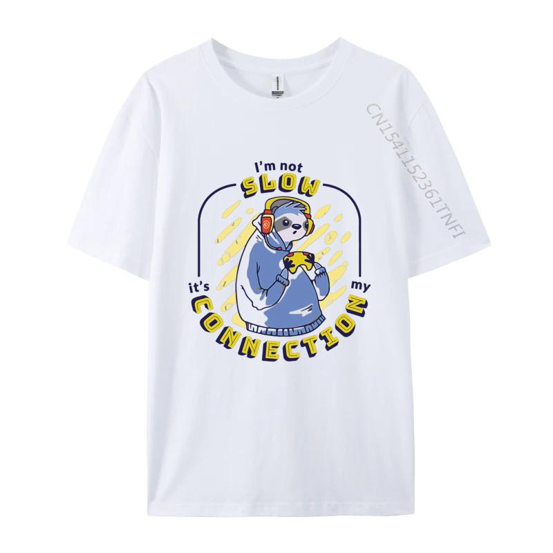 Slow Connection Sloth Gamer Funny Sloth Tshirts Men Clothess Tshirts Unique TShirt Cotton Gothic Animes Alternative S