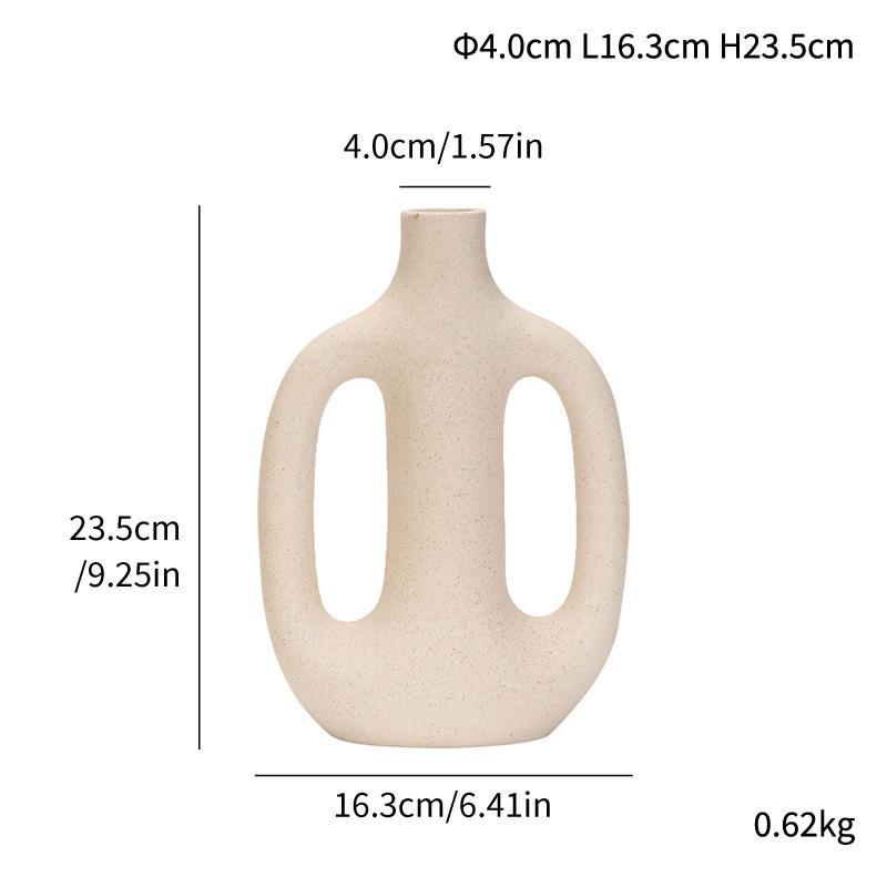 Textured Unglazed Ceramic Vase for Home Decoration and Flower Arrangements