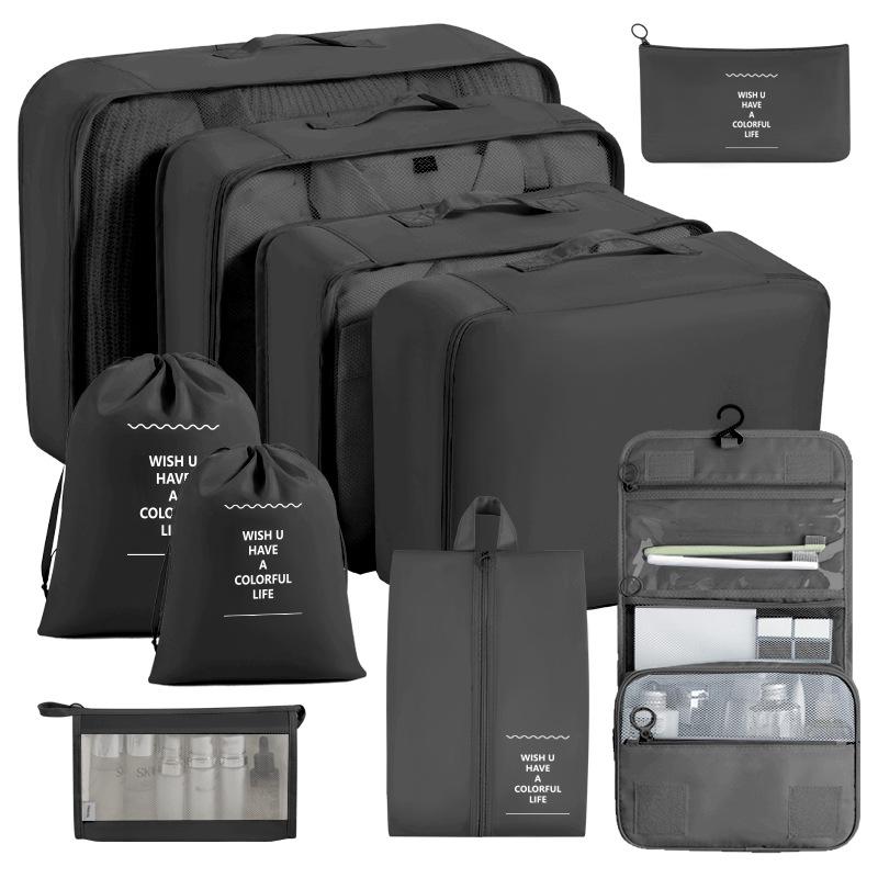 Eight-Piece Waterproof Travel Storage Bag Set for Business Trips - Large Capacity