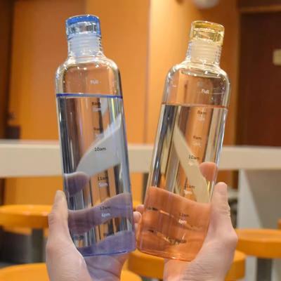Large Capacity Glass Water Bottle With Time Marker Cover For Water Drink Transparent Milk Juice Simple Cup Birthday Gift