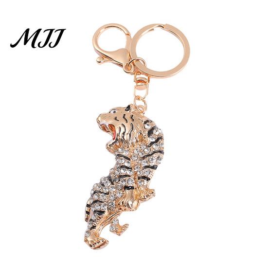 Decorative Keychain Pendant Sparkling Rhinestones Zodiac Tiger Shape Charm Key Multi-functional Chain Strong Lobster Clasp Multi-Functional