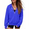 Women's Half Zip Hoodie Long Sleeve Color Thick Lined Sweatshirt for Fall