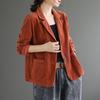 Dames Corduroy Jas Vintage Casual Jas Lange Mouw Losse Enkelrijige Blazers Herfst Slanke Bovenkleding Vrouwelijk