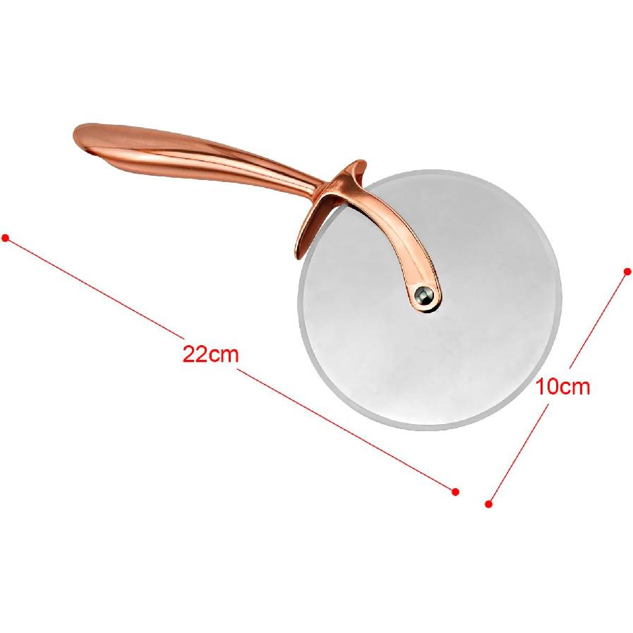 Classic Pizza Cutter Wheel, Food Grade Stainless Steel Cutter Wheel, Smooth Rotating Sharp Blade, Professional Pizza Cutter, 9-Inch, Beautiful Rose