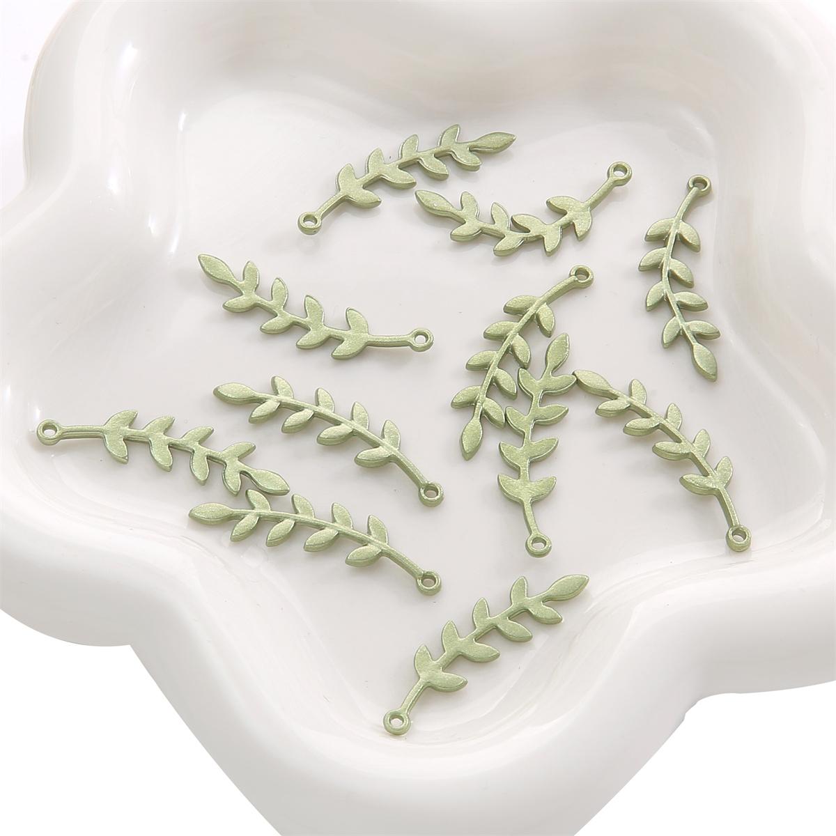 

1-2 шт./пакет из сплава с зелеными листьями, подвеска, браслет, ожерелье, серьги, ювелирные аксессуары 11x34mm 2pcs/bag