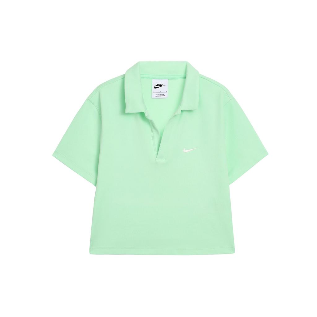 Nike Sportswear Essentials Solid Casual Pullover Short Sleeve Polo Women Tops Vapor-Green DV7885-376