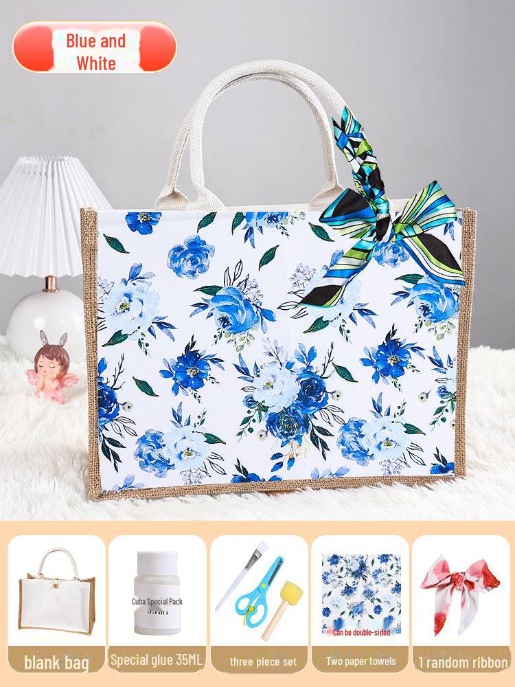 "Handmade Butterfly Canvas Gift Bag for Teacher’s Day and Creative Events"