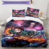 3pcs Duvet Cover Set (1*Duvet Cover + 2*Pillowcase, Without Core), Demon Slayer Print Soft All‑Season Bedding Set, Home Bedroom Decor Gift