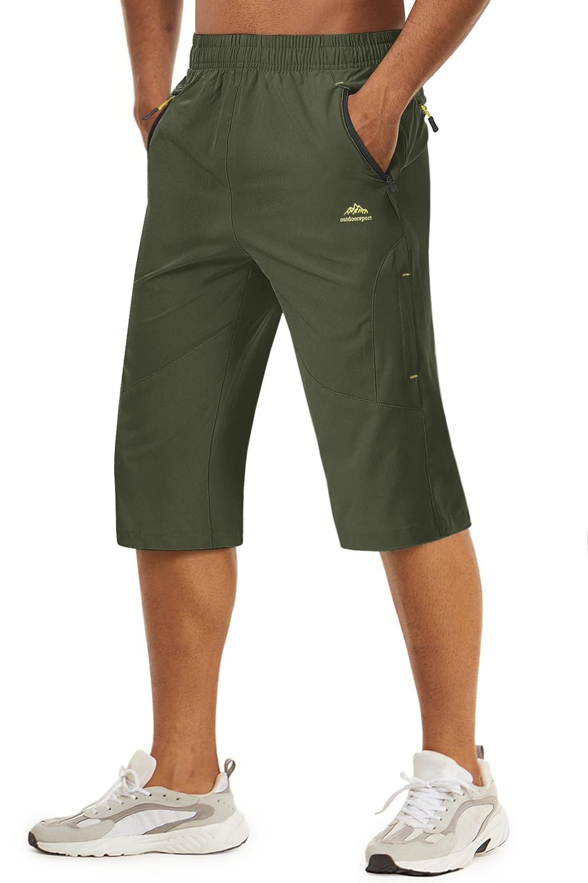 

TACVASEN Men s Lightweight Gym Pants for Spring and Summer, Breathable Sports Shorts for Jogging, Loose Fit, 3/4 Length, Green, Size M