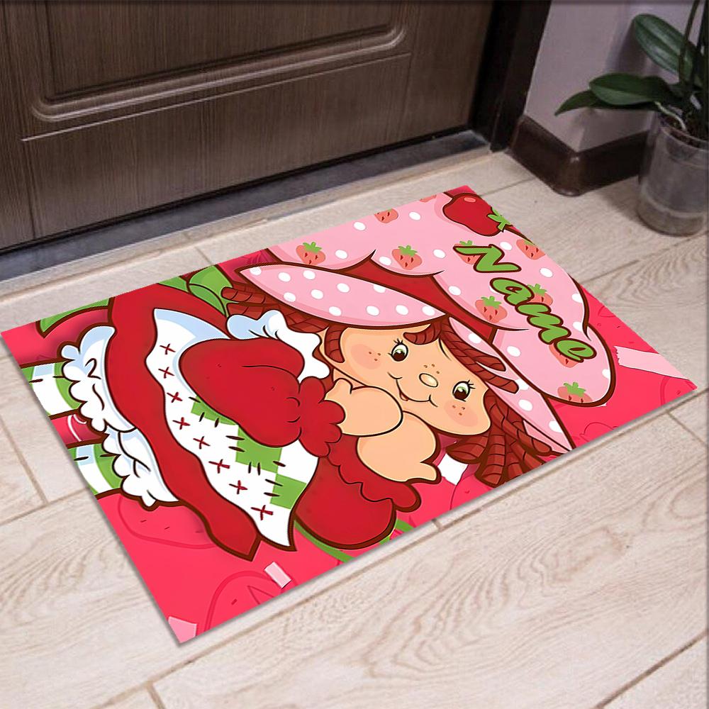 Custom Name Strawberry Shortcake Printed Carpet,Rug for Office Chair Living Room Bedroom Kitchen Room Decor Gifts.