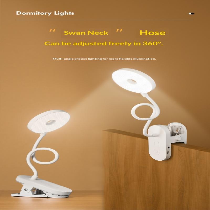 Rechargeable Clip On Led Desk Lamp Flexible Gooseneck Eye Caring Flicker Free For Study Home Office Dorm Reading Work