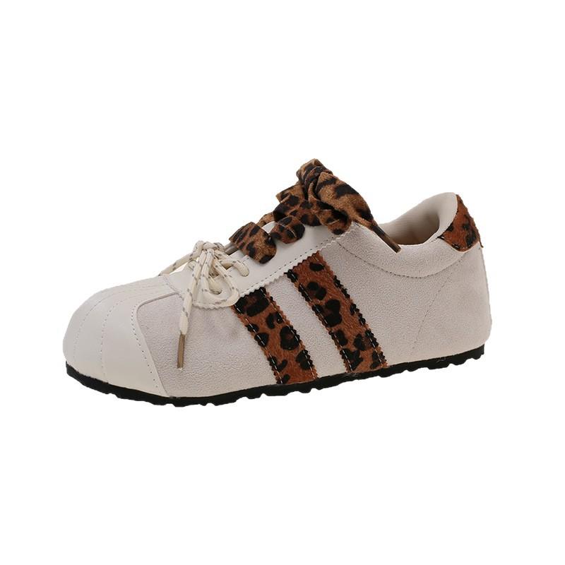 [Fanfuna] Retro Leopard Print German Training Shoes for Women's 2025 Autumn New Niche Design Pair of Shoelaces Casual Sports Shoes
