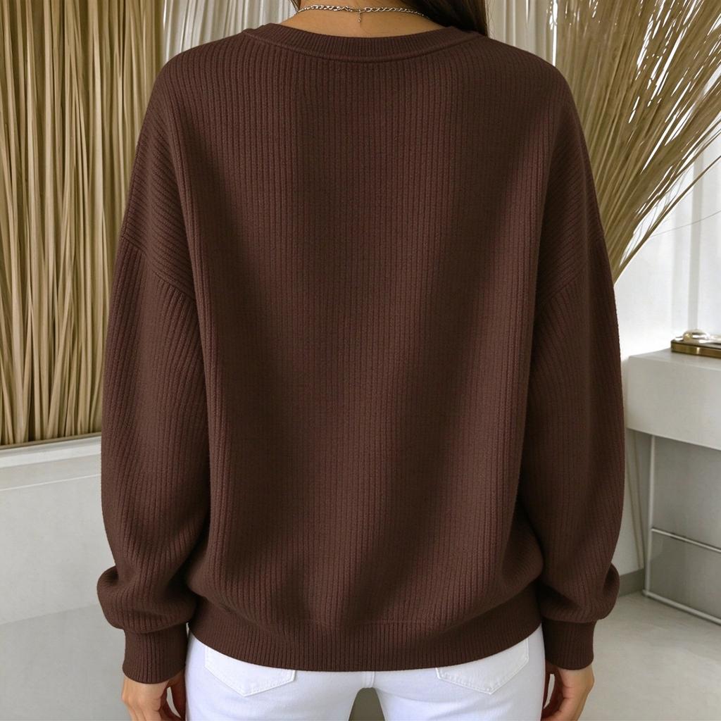 Women's Casual Loose Fit Crewneck Printed Long Sleeve Sweatshirt Pullover Top for Everyday Wear