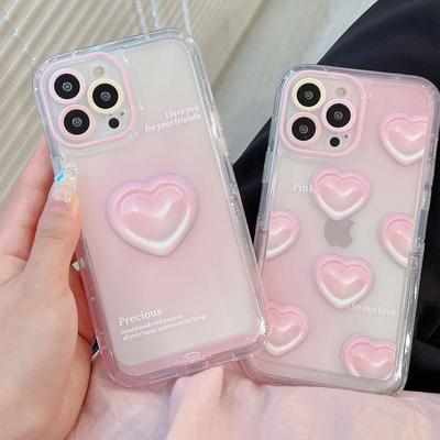 Pink Heart Stand Holder Silicone Soft Shockproof Love Ins Protector Phone Case For Iphone 13 Promax 11 12 14 Pro Max Plus Cover