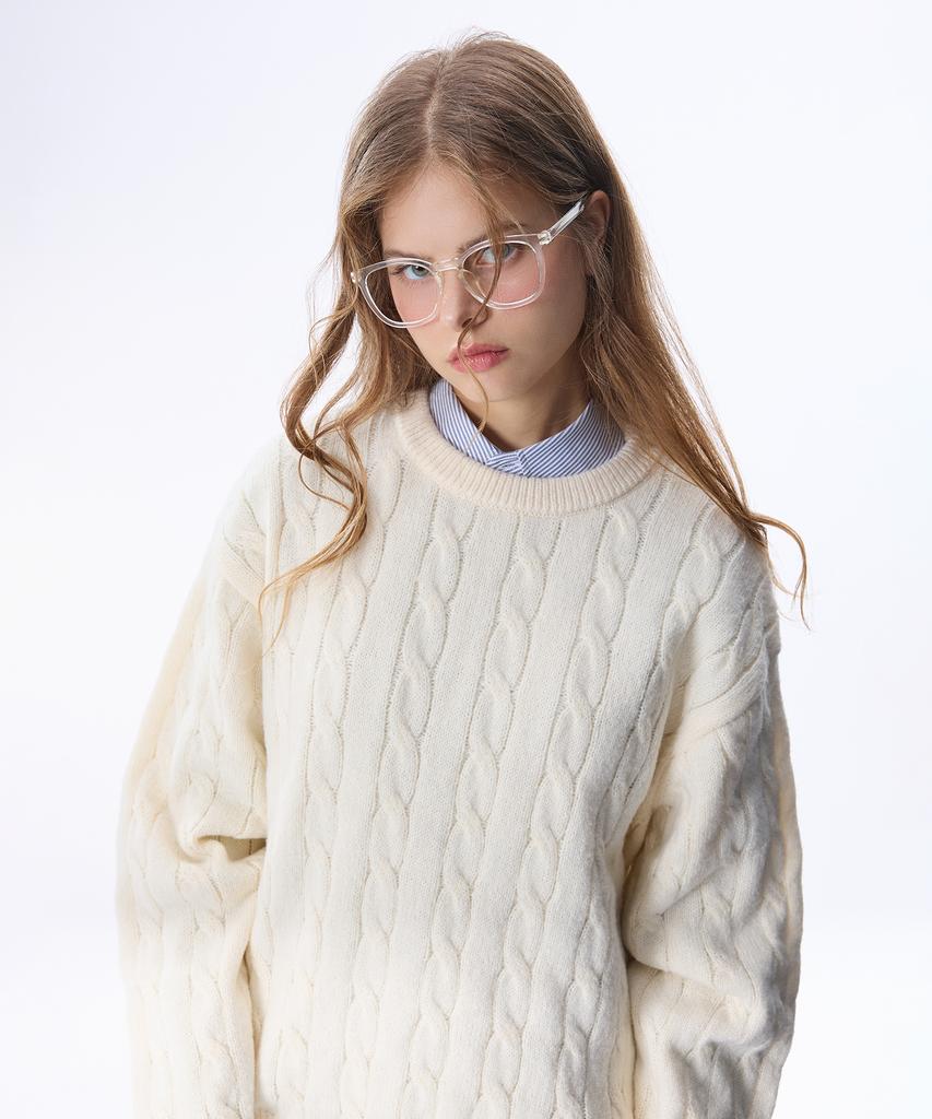 Yosemiti Cable Knit Ivory Ykm-105