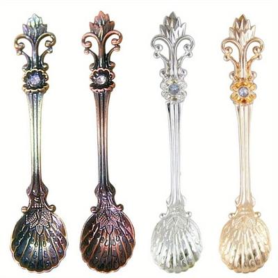 4Pcs/Set Retro Coffee Spoon Ice Cream Dessert Spoon Coffee Tea Mixing Spoon Kitchen Gadgets Tableware Coffee Spoons