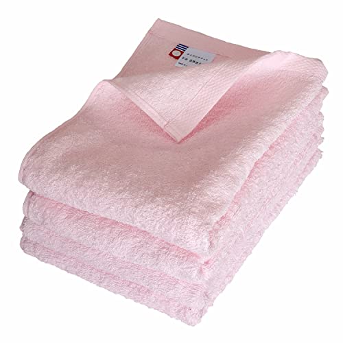 oruTa Face Towel, Imabari, Set of 4, Thin, Quick Drying, 200 Momme, Made in Japan, Natural, 100% Cotton, Pink