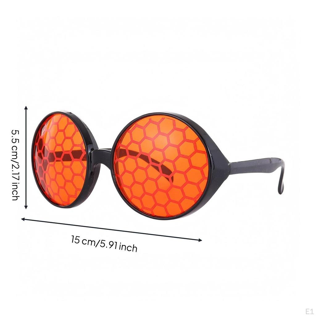 Unisex Glasses with Honeycomb Lenses | Lightweight Frame, Playful Decorative Wear, Oversized Round