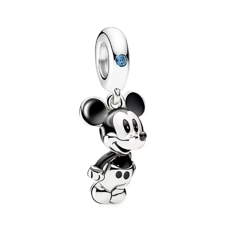 Disney Mickey Minnie Friends Dangle Charm Beads European Silver Bracelet Necklace DIY Jewelry Gift for Kids