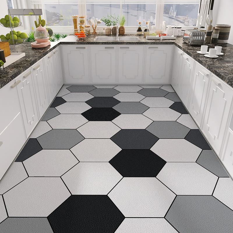 Home Kitchen Anti-oil Anti-slip Carpet PVC Leather Entrance Rugs Large Area Balcony Carpets Modern Living Room Decoration Rug