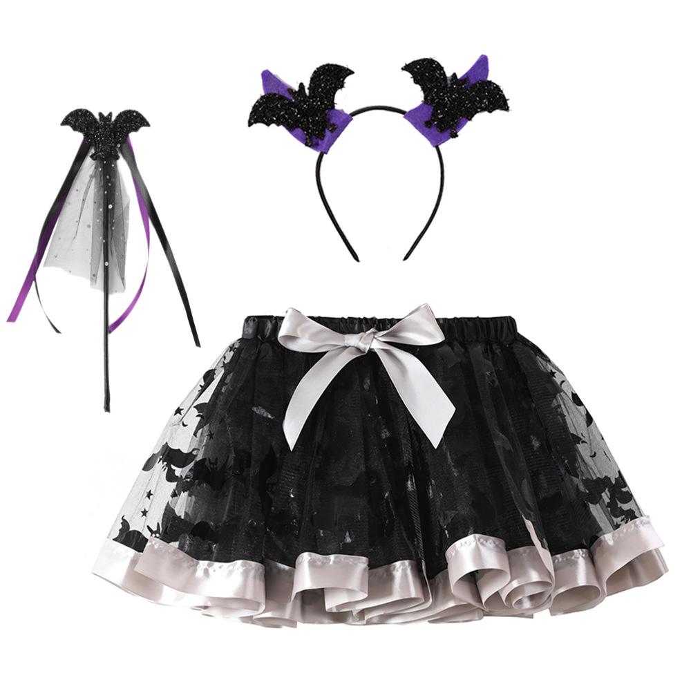 Girls' Halloween Tutu, Witch Hat & Broomstick Fluffy Skirt Set