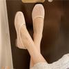 Single Shoes Women Fashion Square Head Shallow Mouth Mesh Cloth Shallow Mouth Soft Sole Anti-slip Wear-resistant Flat Shoes