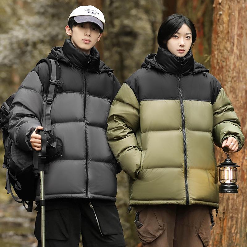 2026 Winter High-End Men's White Goose Down Jacket: Thickened Hooded Casual Outerwear