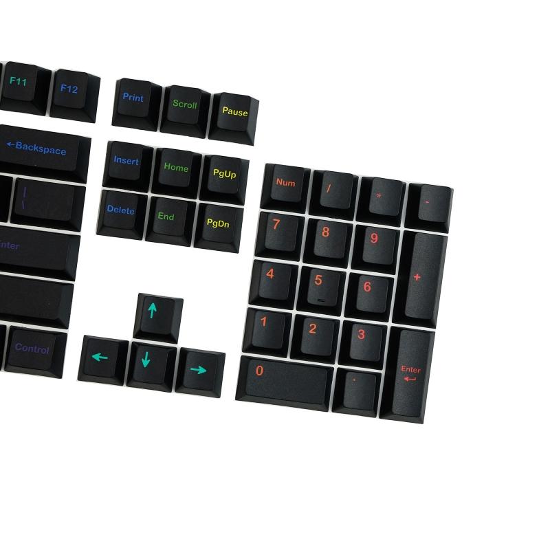 Midnight Rainbow Keycaps PBT Dye Sub for MX Hes  Mechanical Keyboard 142 Keys Fits 61 63 64 65 67 68 80