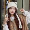 New Cat Ear Knitted Wool Hat Women's Autumn and Winter Cold and Warm Ear Protection Hat Casual Versatile Cute Cat Claw Big Head Circumference