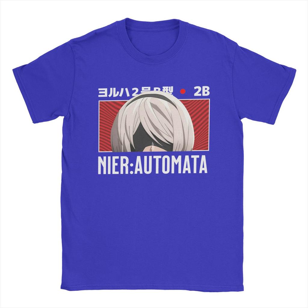 Herren Nier Automata 2B Peeker T-Shirt Anime 100% Baumwollkleidung Neuheit Kurzarm O-Ausschnitt T-Shirts Original T-Shirt