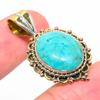 Natural Tibetan Turquoise Two Tone 925 Solid Sterling Silver Pendant 1.50'' z9q92