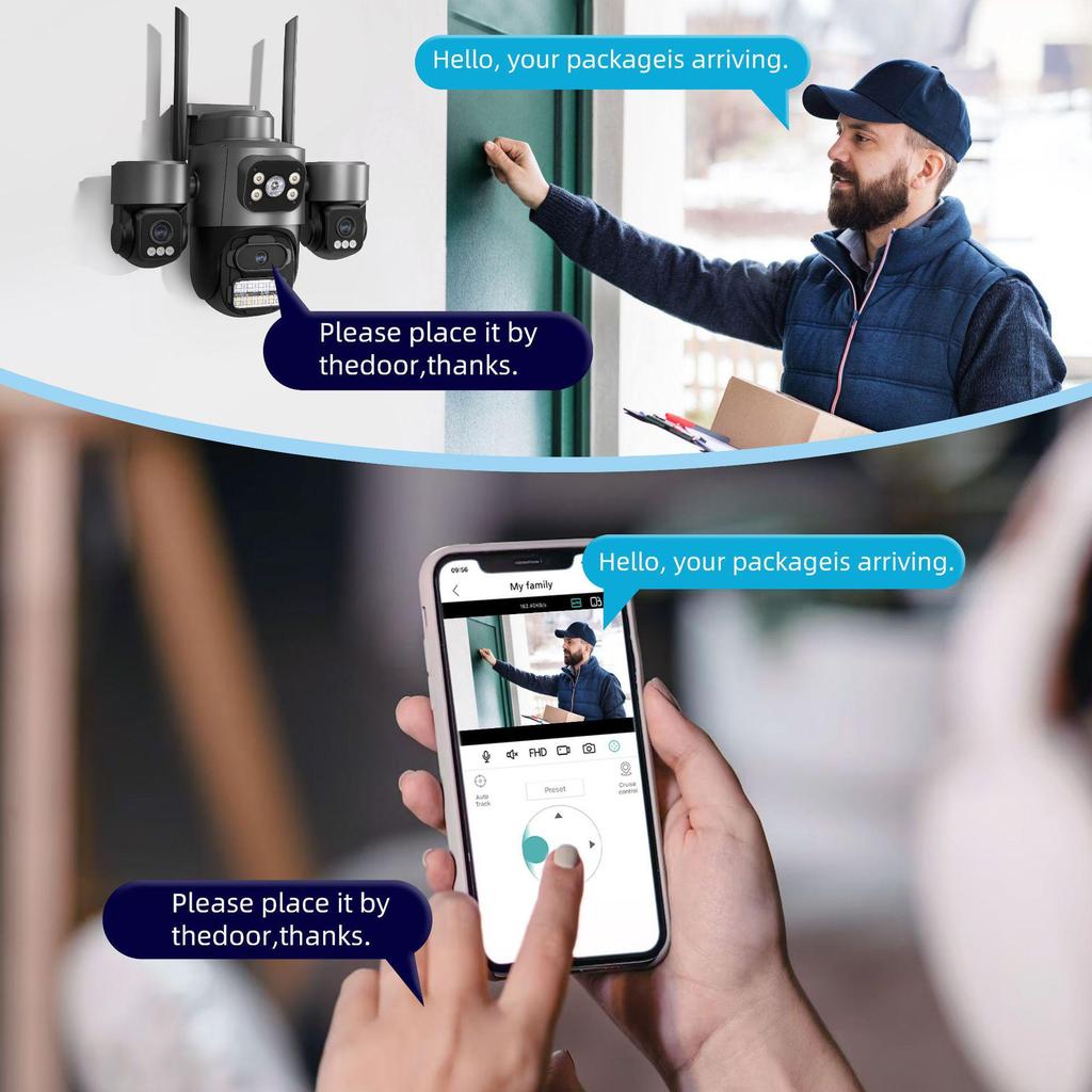 9MP HD Outdoor Wireless WiFi Security Camera with Triple-Lens System