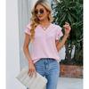 Summer V Neck Ruffle Chiffon Blouse Women Short Sleeve Office Casual Top Shirts