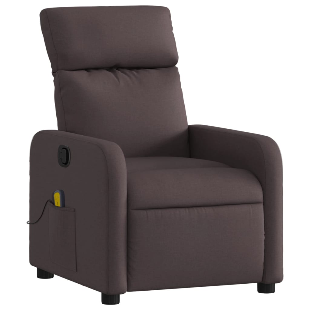 Vidaxl Reclining Massage Chair, Dark Brown, Fabric Upholstered