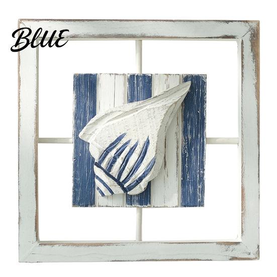 American Country Home Art 3D Beach Wooden Frame Wall Art  Coastal Style Starfish/Conch/Shell Decor  Ocean House Ornaments Inspired Mount Decor