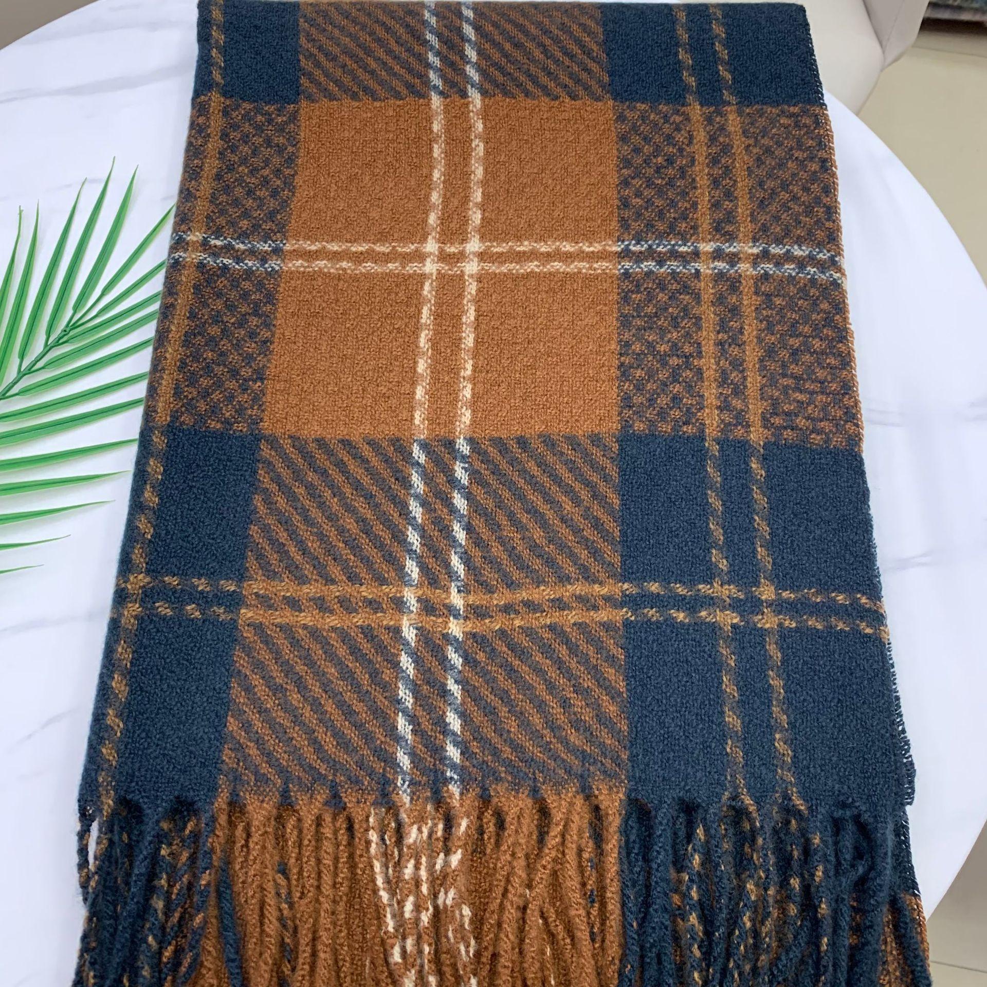 

Korean Atmosphere Retro Scarf for Women Winter Long Thickened Warm Scarf Fashion Plaid Shawl To Protect Against Cold 65*180cm