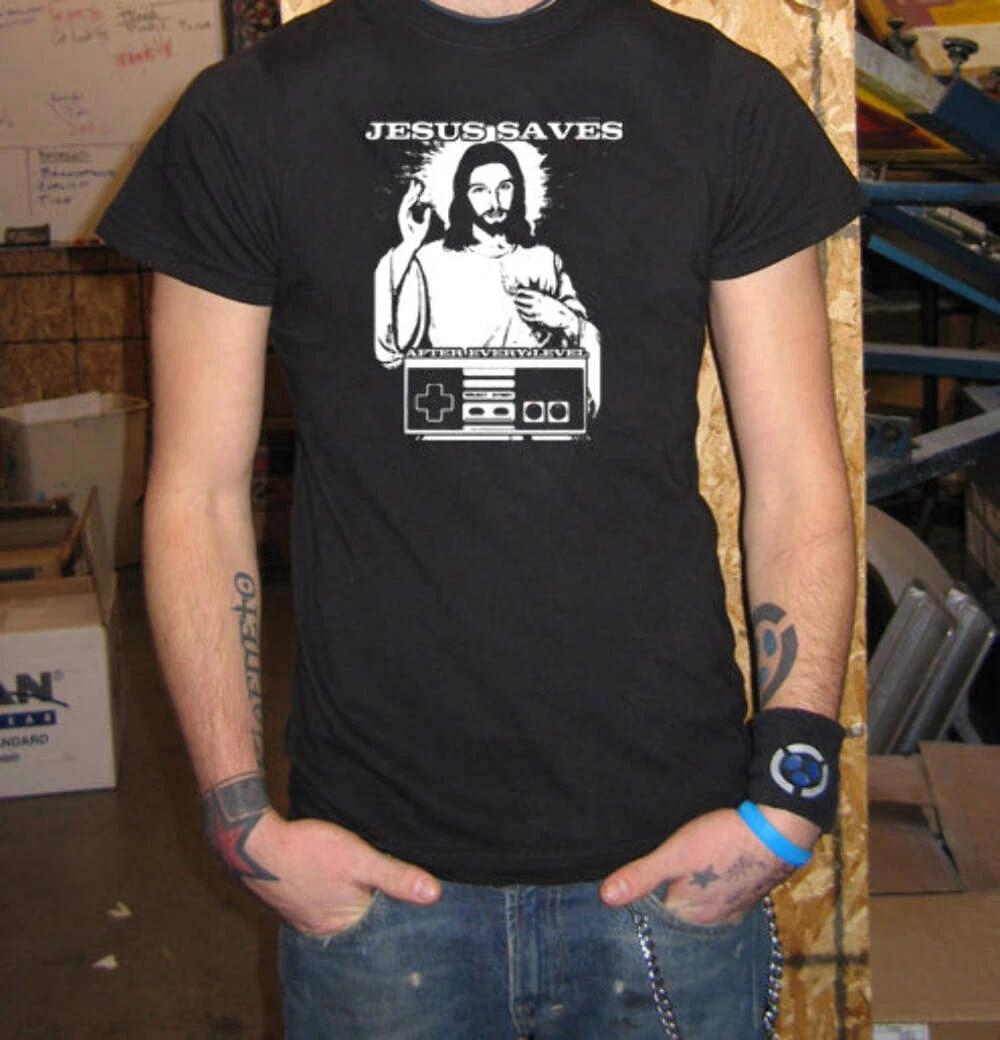 Jesus Saves – Christian Gamer Retro Nintendo T-Shirt S