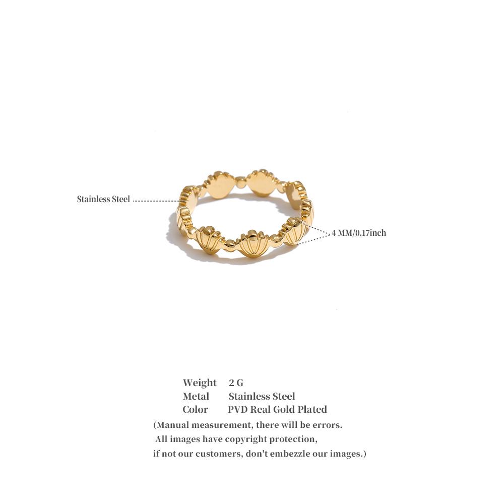 Yhpup Open Adjustable Ocean Style Stainless Steel Metal Shell Ring for Women Summer Minimalist Popular Beach Jewelry Wholesale