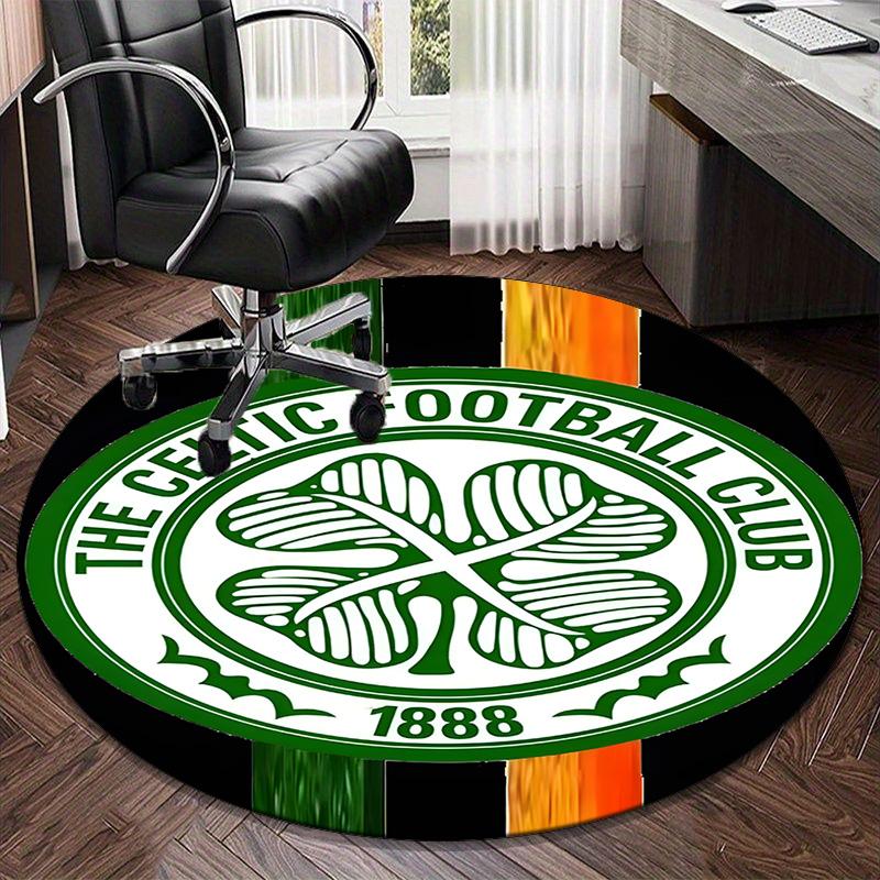 1PC round rug Cel-tic Football Club Crest Printed Round Area Rug ,Rug For Home Office, Round Chair Rug, Decorative Carpet Fan gifts Christmas gift